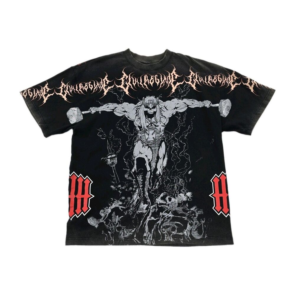 Civil Regime Shirt Mens Large Black WWE Graphic Tee Wrestling Double Sided